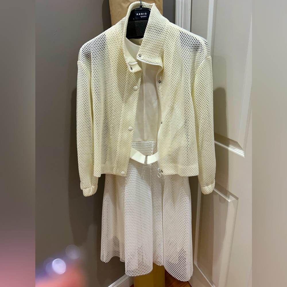 Akris Punto Cream Midi Dress with Jacket